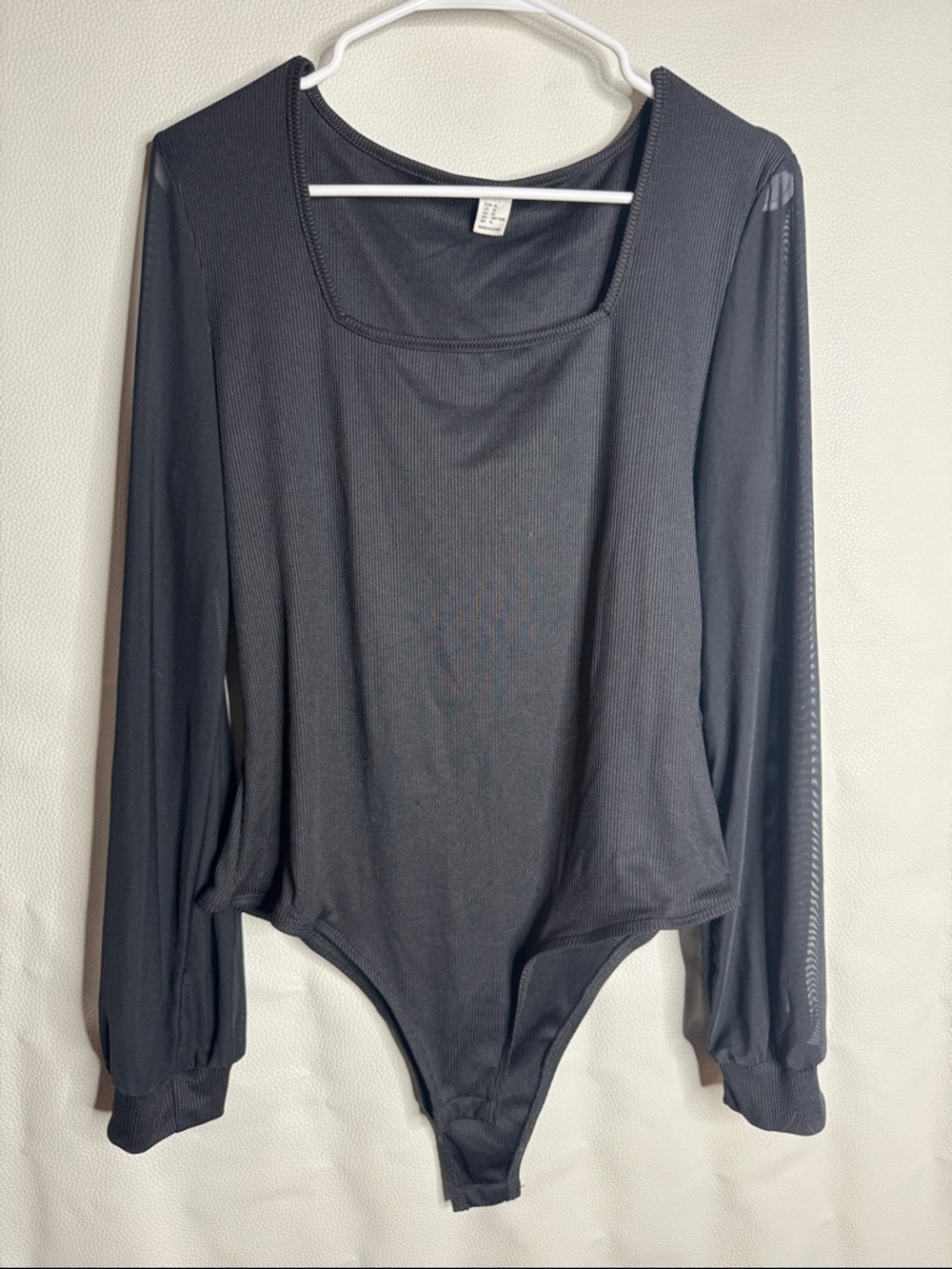 Black Long-Sleeve Square Neck Bodysuit - Women